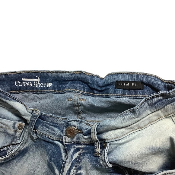 Copper Rivet Jeans Sz 30W 32L Slim Fit Distressed Medium Wash Blue - Picture 4 of 7
